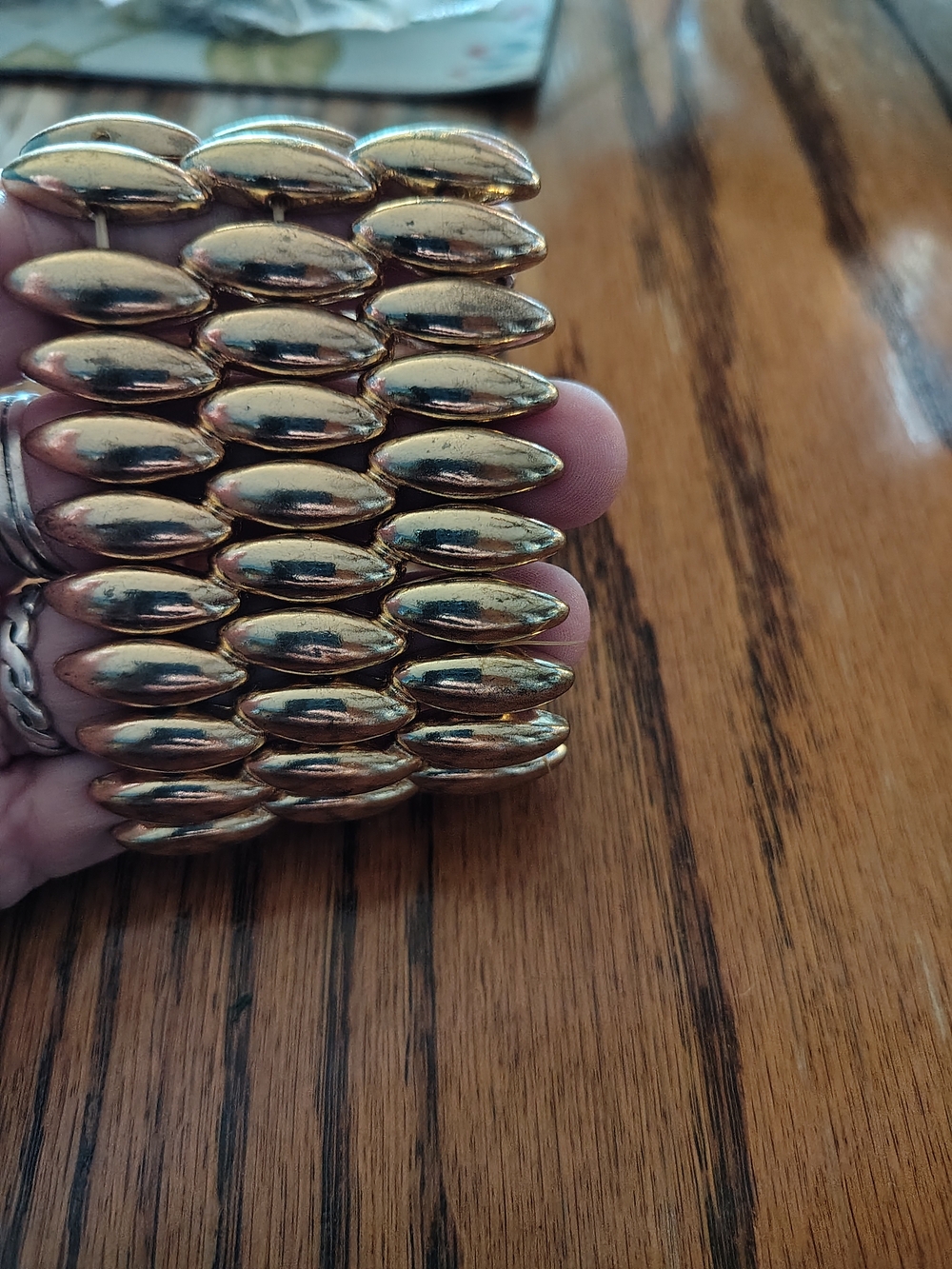 Gold Tone Multi-Row Stretch Bead Bracelet #5-103